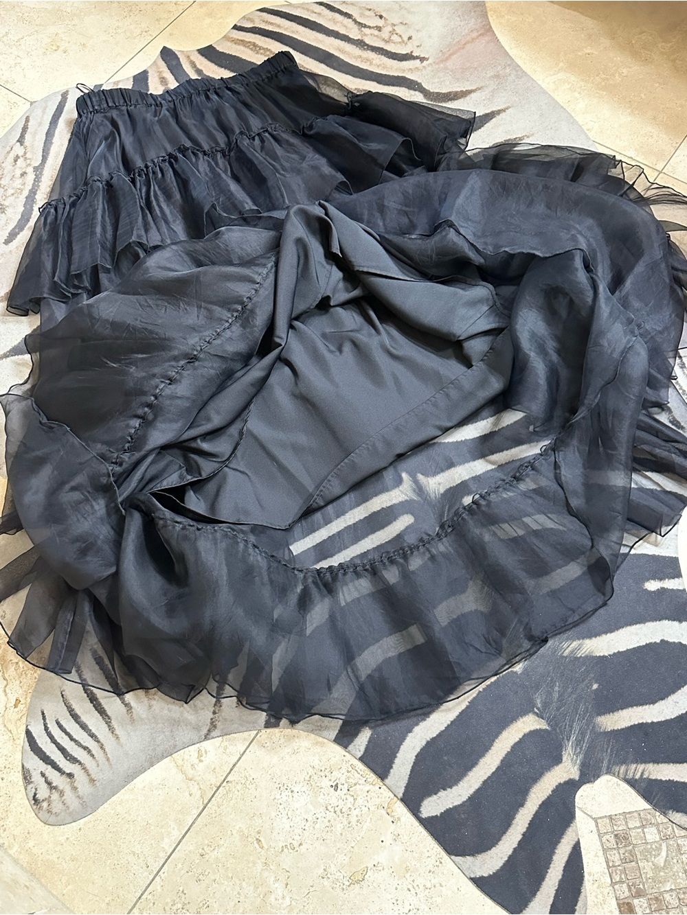 P.A.R.O.S.H. Black Silk Tiered Ruffle High and Low Maxi Skirt Women's Size  XL🌸 - Picture 13 of 13